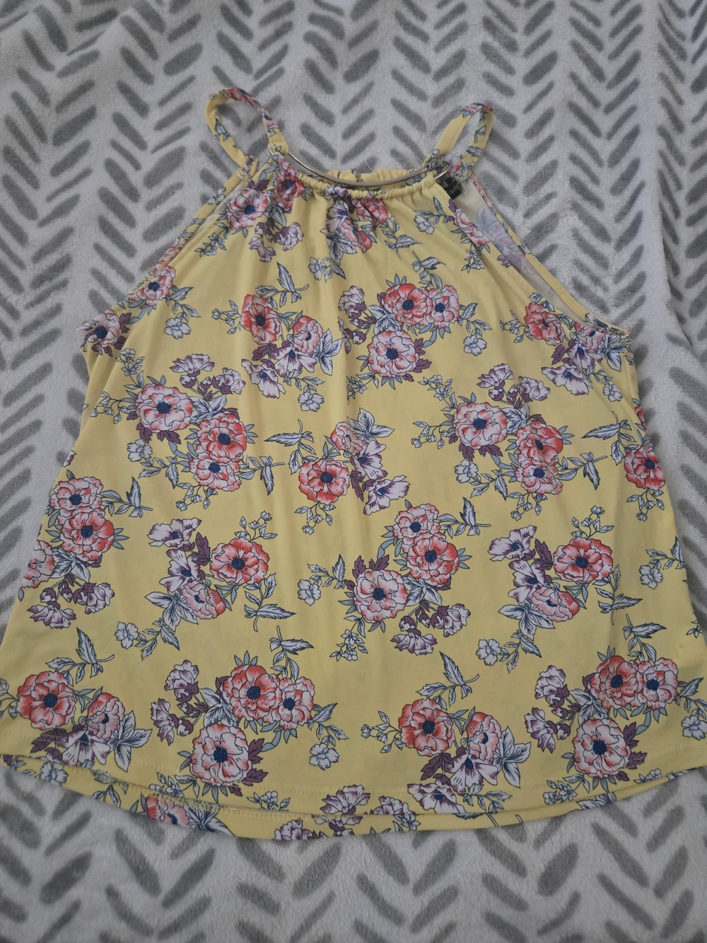 Yellow Floral Halter Tank Top